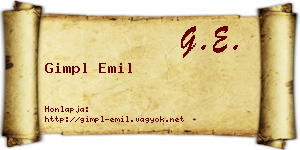 Gimpl Emil névjegykártya